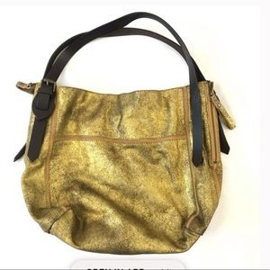 Anthropologie Holding Horses Crackled Gold Bag